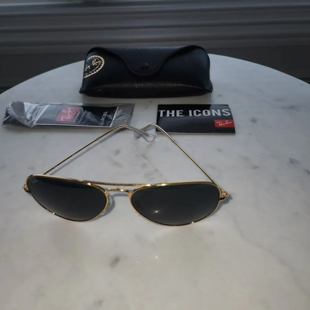 Rayban RB3025 Aviator Arista Gold Green Lens Metal L0205 58-14 135 3n NEW - Picture 11 of 11